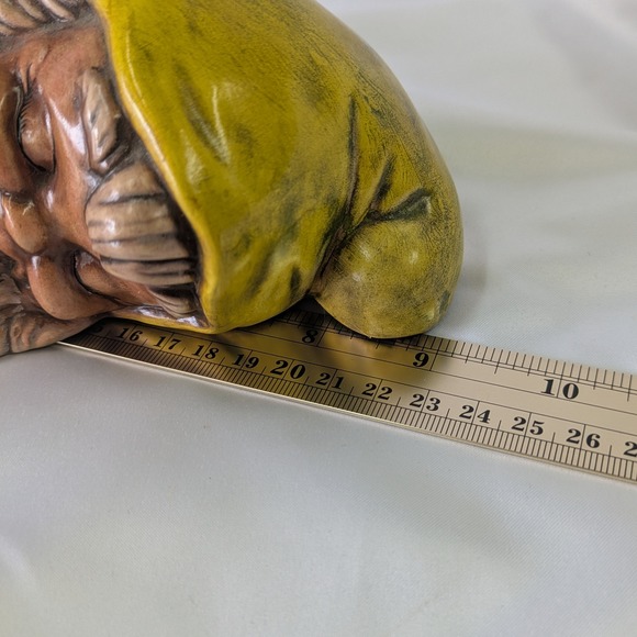 Vintage Ceramic Sleeping Gnome Figurine Hand Painted Garden Decor 9in - Picture 5 of 8